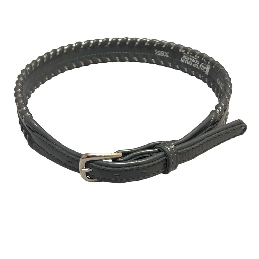 Justin Womens Leather Belt Gray Silver Whip Stitch Small Western Rodeo Cowgirl